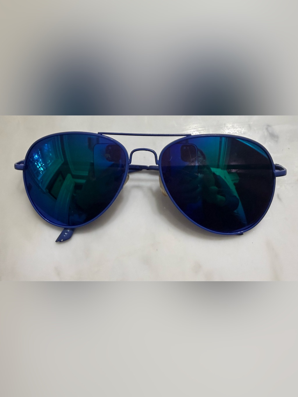 Mens Blue Mirrored Aviator Sunglasses